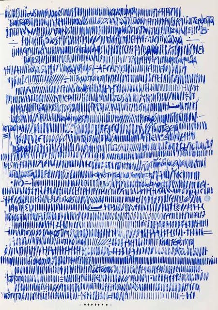 A Gallery Of Asemic Writing: January 2016 from Eleni Zouni (Ελένη Ζούνη) Abstract Writing, Asemic Writing, Writing Art, Text Art, Alam Yang Indah, Pen Art, Modern Apartment, White Colour, Mark Making