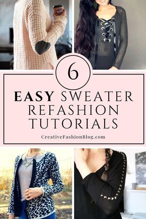 6 easy DIY sweater refashion tutorials to upcycle thrift store clothes. Up cycle ideas for oversized, too small, too big, and knit sweaters. #refashion #upcycle #diyfashion Diy Sweater Refashion, Diy Clothes Refashion Upcycling, Sewing Upcycled Clothing, Store Sweaters, Sweater Upcycle, Sweater Art, Ropa Upcycling, Sweater Tutorial, Clothes Upcycle