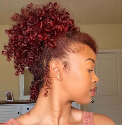 Hair Strengthening And Growth, Burgundy Natural Hair, Burgundy Curly Hair, Burgundy Hair Dye, Red Curly Hair, Hair Color Burgundy, Dyed Natural Hair, Hair Guide, Burgundy Hair