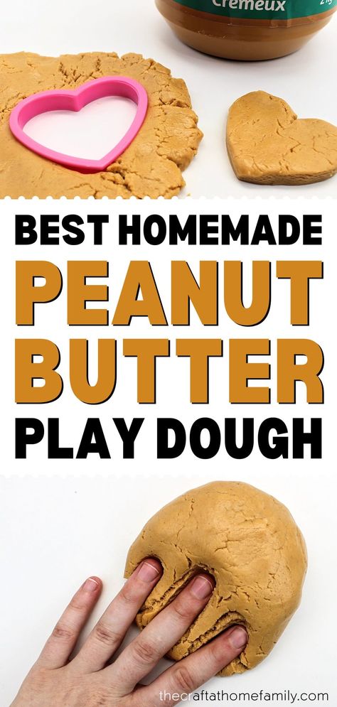 Edible Peanut Butter Play Dough (Only 3 Ingredients!) Diy Play Dough Recipe, Peanut Butter Playdough Recipe, Edible Playdoh, Edible Play Dough, Recipe With Peanut Butter, Diy Play Dough, Edible Play Dough Recipe, Soft Play Dough, Cooked Playdough