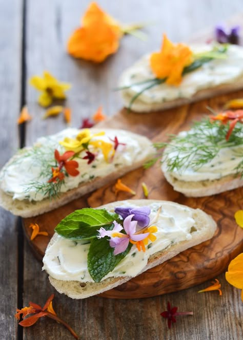 Chive and Cream Cheese Sandwiches with Edible Flowers | Buttered Side Up Recipes Ramen, Recipes Squash, Recipes Kale, Recipes Tuna, Recipes Lasagna, Loin Recipes, Recipes Spinach, Cream Cheese Sandwiches, Recipes Cheese