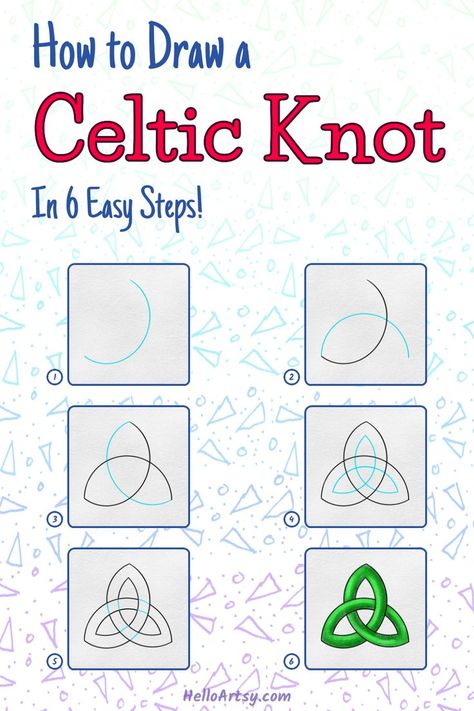 Step by step lesson teaching kids a how to draw Celtic knot Celtic Knot Meanings, Celtic Knot Tutorial, Knot Drawing, Celtic Symbols And Meanings, Celtic Knot Drawing, Celtic Quilt, Medieval Pattern, Irish Symbols, Symbol Drawing