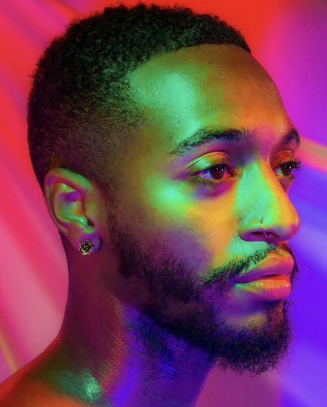 People Of Color Reference, Rainbow Lighting Portrait, Portraits With Colored Lighting, Face Reference Colorful, Abstract Reference Photos, Drawing Photo Reference Inspiration, Colourful Reference Photos, Colorful Lighting Reference, Color Study Reference Photography