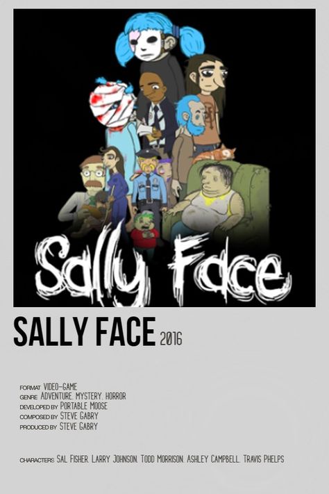 Sally Face Game Cover, Video Game Minimalist Poster, Sally Face Poster, Alternative Minimalist Album Covers, Minimalist Album Covers, Pokemon Crochet Pattern, Diy Phone Case Design, Sally Face Game, Larry Johnson