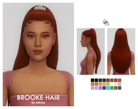 Brooke Hair | oakiyo Slick Ponytail, Cc Folder, 3d Modeling Tutorial, Female Hair, Sims4 Clothes, Sims4 Cc, Silk Press, Sims 4 Cas, Sleek Ponytail