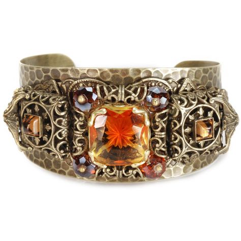 Sweet Romance Vintage Topaz Zeuss Victorian Renaissance Hammered Cuff... (3,940 INR) ❤ liked on Polyvore featuring jewelry, bracelets, brown, victorian bangle, topaz jewelry, bangle cuff bracelet, cuff bangle and brown jewelry Hammered Cuff Bracelet, Crystal Stone Jewelry, Vintage Cuff Bracelet, Citrine Jewelry, Brown Jewelry, Wide Cuff Bracelets, Topaz Jewelry, Vintage Bangles, Sweet Romance