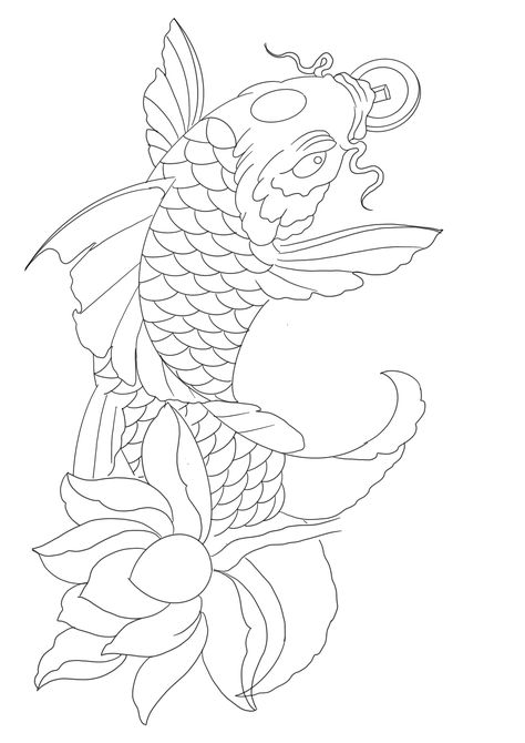 Koi Tattoo Stencil, Japon Tattoo, Tattoo Ideas Female Stencil, Maori Tattoo Patterns, Snake And Dagger Tattoo, Japanese Warrior Tattoo, Koi Design, Voodoo Doll Tattoo, Japanese Koi Fish Tattoo