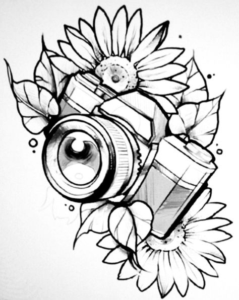 Camera Flower Tattoo, Camera With Flowers Tattoo, Camera Tattoos, Camera Tattoo, Flash Art, Camera Flash, Tattoo Style, Flower Tattoos, Traditional Tattoo