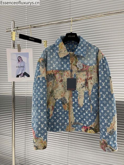 Louis Vuitton 48 Denim Blue Monogram Distressed Floral Workwear Jacket Louis Vuitton Jeans, Louis Vuitton Jacket, Louis Vuitton Supreme, Workwear Jacket, Louis Vuitton Men, Denim Blue, Jacket Outfits, Blue Denim, Work Wear