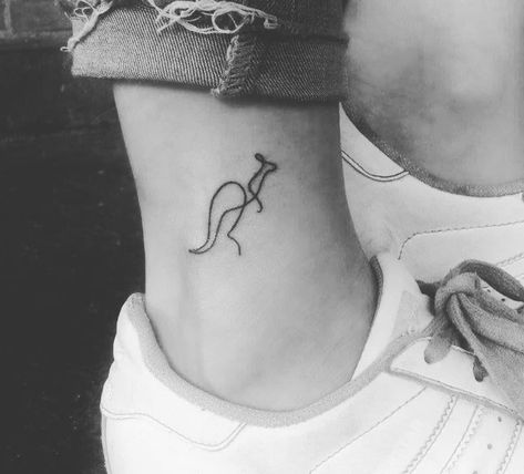 Kangaroo Tattoo One Line Kangaroo Tattoo, Tattoo For Australia, Made In Australia Tattoo, Australia Inspired Tattoo, Aboriginal Tattoo Woman, Aboriginal Tattoo Designs, Australian Tattoo Ideas, Australia Tattoo Ideas, Boomerang Tattoo