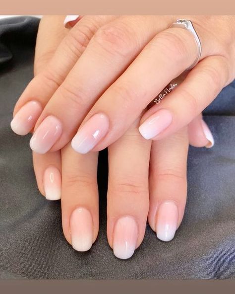 Wedding Gel Nails, Pink And White Ombre Nails, Squoval Acrylic Nails, White Ombre Nails, French Fade Nails, Ombre Nail Polish, Ombre French Nails, Pink And White Ombre, Nails Images