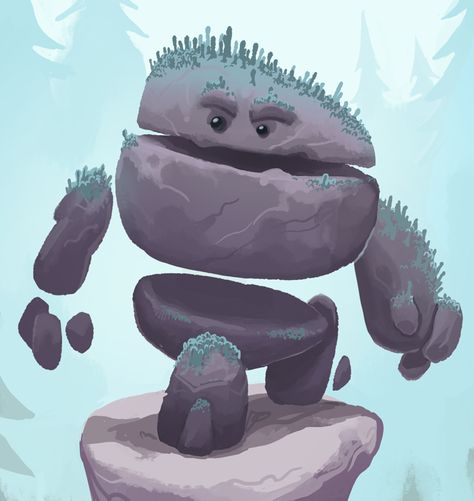 Rock Dude by bearmantooth on DeviantArt Creature Reference, Retro Art Prints, Monster Illustration, Book Illustration Art, Fun Illustration, Monster Design, Cute Monsters, Creature Concept, Fantasy Illustration