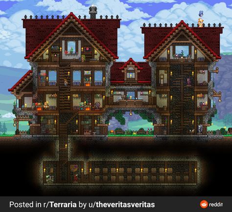 Terraria House Aesthetic, Terraria House Ideas Japanese, Terraria Window Design, Terraria Dynasty House, Terraria Blacksmith, Terraria Houses Ideas, Terraria Hallowed House, Terraria Cottage, Terraria Stairs