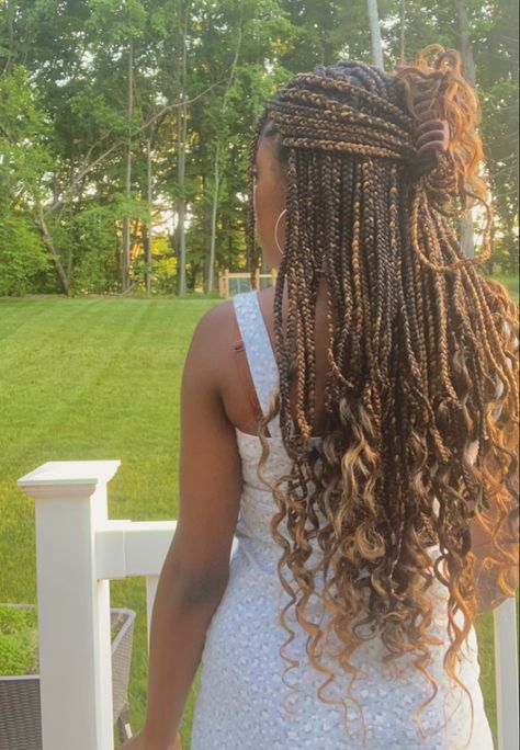 black girl with braided hair wearing a blue dress in front of a hill with trees Braids For Black, Big Box Braids Hairstyles, Goddess Braids Hairstyles, Braids Hairstyles Pictures, Cute Box Braids Hairstyles, Protective Hairstyles Braids, Box Braids Styling, Pretty Braided Hairstyles, Hairdos For Curly Hair