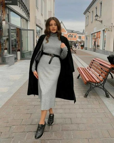 Style Désinvolte Chic, Winter Fashion Outfits Casual, Outfit Look, Sweater Dress Women, Stylish Clothes For Women, Curvy Outfits, Formal Outfit, Classic Outfits, Winter Fashion Outfits