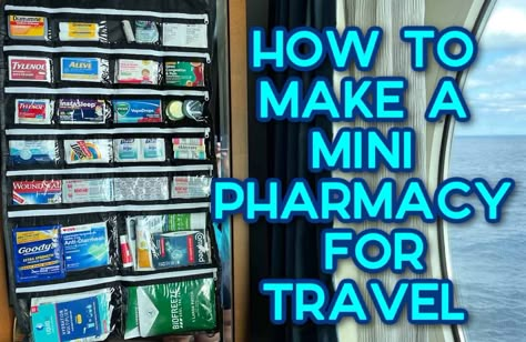 Camping Medicine Kit, Travel Pharmacy Kit Diy, Medication Travel Organization, Meds To Take On Vacation, Cruise First Aid Kit Diy, How To Pack Meds For Travel, Medicine To Take On Vacation, How To Pack Medicine For Travel, Cruise Medicine Kit