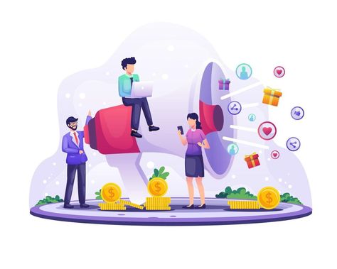 Marketing strategy concept, businessman shout on the giant megaphone for promotion. Referral marketing, affiliate marketing Ecommerce Startup, Referral Marketing, Marketing Icon, Marketing Department, Promotion Strategy, Social Awareness, Affiliate Marketing Strategy, Power Of Social Media, Affiliate Marketing Programs