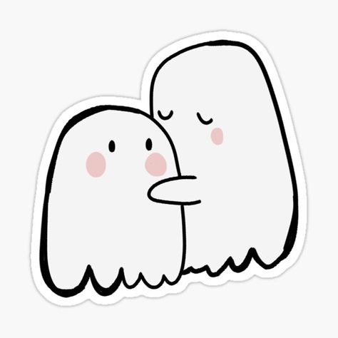 "I love you - Ghost" Sticker by medimidoodles | Redbubble Ghost In Love, Love Ghost, Ghost Love, Ghost Couple Drawing, Ghosts In Love, Cute Ghost Couple Drawing, Ghost Couple, Ghost Hugging Person Drawing, Couple Stickers