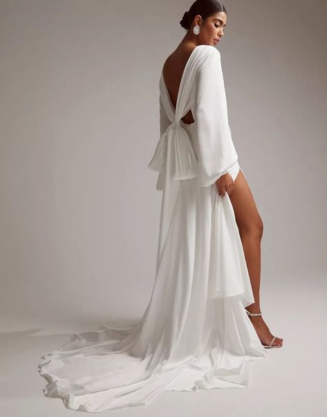 Search: bridal dresses - page 1 of 2 | ASOS Dress With Drape, Draped Wedding Dress, Blouson Sleeve, Sleeve Wedding Dress, Satin Wedding Dress, Dress Rental, Bow Back, Long Sleeve Wedding, Satin Color