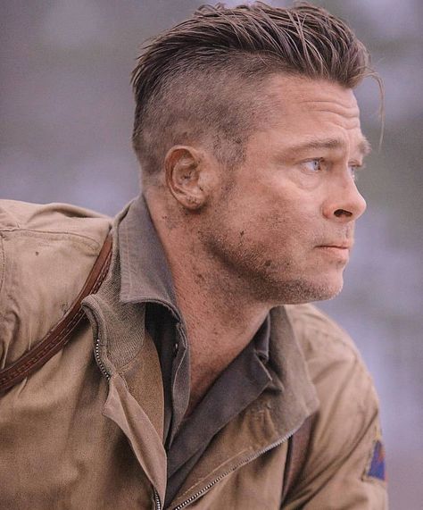 Brad Pitt Fury Hair, Brad Pitt Fury Haircut, Fury Haircut, Brad Pitt Fury, Brad Pitt Haircut, Best Undercut Hairstyles, Fury Movie, Brad Pitt Hair, 2017 Hair Trends