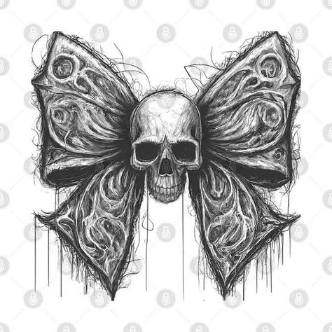 Skull bow - Hair Bow - T-Shirt | TeePublic Drawing Study, Aesthetic Emo, Emo Art, Stylist Tattoos, Joker Art, Drawing Studies, Trending Fashion, Bow Hair, Body Mods