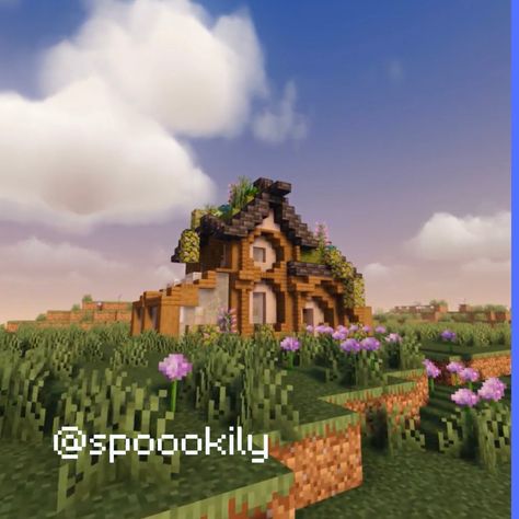 Spoookily - Minecraft 1.18 - Minecraft Meadow Cottage - Minecraft Aesthetic - Minecraft Cottagecore - Minecraft Cottage - Minecraft building ideas - Minecraft house ideas Minecraft Flower Field Aesthetic, Minecraft Group House, Flower Field Minecraft House, Minecraft Flower Forest House, Minecraft Meadow House, Minecraft Flower Field, Minecraft Flower House, Minecraft Bee Sanctuary, Minecraft Survival House