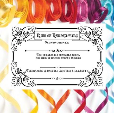 Infinity Coven on Instagram: “Handfasting Certificate . Handfasting is an ancient Celtic ritual in which the hands are tied together to symbolize the binding of two…” Handfasting Certificate, Witchy Wedding, Coven, Ritual, Binding, On Instagram, Instagram