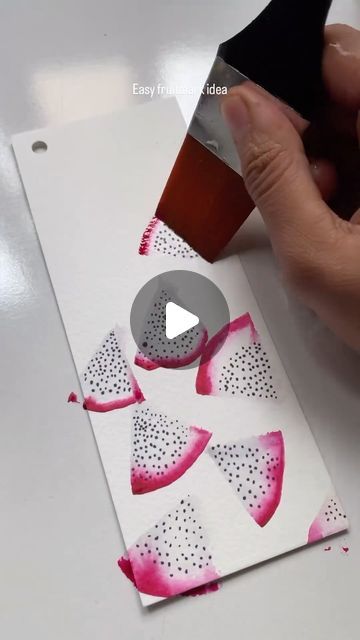 NotebookTherapy.com | bujo 💕 on Instagram: "easy dragonfruit bookmark idea💓 the one stroke is so satisfying  😍✨ amazing art by @artsy_tahura  👏 #notebooktherapy - Shop our 160GSM bujos, tracker stamps, brush pens, metallic paints, mildliners, microns, stickers and more on our store: link in bio @notebook_therapy or visit www.notebooktherapy.com ✨ #satisfyingart #watercolourpainting #diyidea #artidea #arttutorial #easypainting" Notebook Therapy, So Satisfying, Brush Pens, Dragon Fruit, Brush Pen, Easy Paintings, Metallic Paint, Watercolour Painting, Art Tutorials