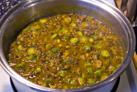 Green Lentil Recipes, Ethiopian Lentils, Okra Soup Recipe, African Stew, Okra Stew, Green Lentil, African Dishes, Us Food, Okra Recipes