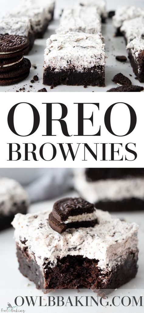 Fluffy Cookies, Oreo Brownies Recipe, Cookies And Cream Frosting, Homemade Brownies Easy, Oreo Desserts, Oreo Dessert Recipes, Dark Chocolate Brownies, Oreo Brownies, Oreo Recipes