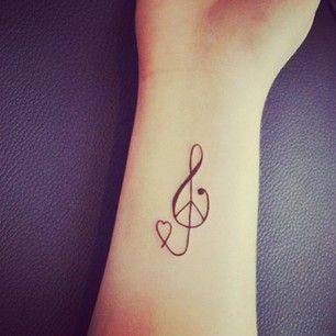 Love For Music Tattoo, Matching Music Note Tattoos, Peace And Love Tattoo, Love Peace Music Tattoo, Music Note Friendship Tattoo, Music Note Tattoo With Initials, Music Peace, Love Tattoo, Music Tattoo