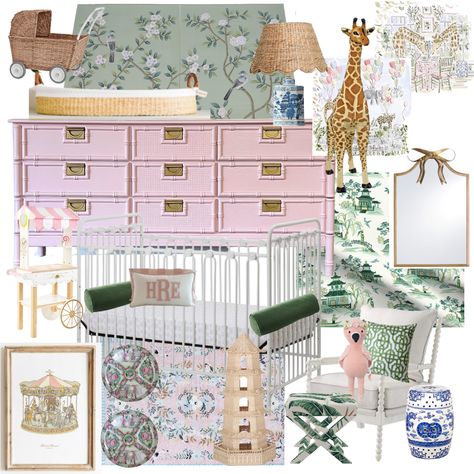 Grand Millenial Nursery Girl, Noras Nursery, Ikea Nursery Storage, Chinoiserie Nursery, Henry Link Bali Hai, Lilly Grace, Ikea Storage Hacks, Ikea Nursery, Gallery Wall Nursery