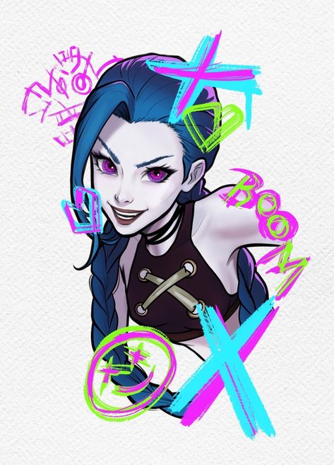 Lol, league of legends, jinx, powder, arcane, game tattoo, vi, arcane tattoo, lol tattoo, game, anime, anime tattoo, neon Vi Arcane Tattoo, Jinx Tattoo Design, Jinx Butterfly, Jinx Tattoo Ideas, Arcane Design, Jinx Tattoo, Arcane Tattoo, Jinx Fanart, Powder Arcane