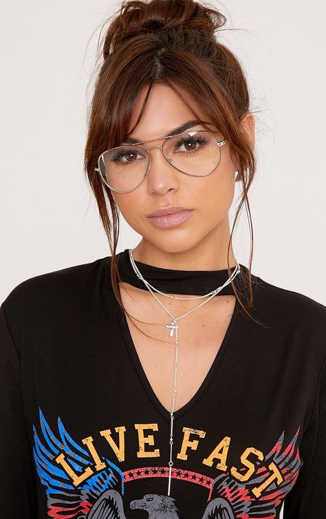 Kennie Silver Clear Lens Aviators Clear Aviator Glasses, Glasses Outfit, Aviator Eyeglasses, Glasses Fashion Women, Women's Glasses, Style Glasses, Aviators Women, Aviator Glasses, Fashion Eye Glasses