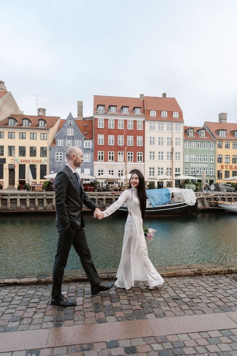 Trang & Bjarke - Wedding Elopement Nyhavn Copenhagen, Denmark⎮Scandinavia Wedding Photographer Denmark Wedding, Copenhagen Wedding, Vietnamese Wedding Dress, Nyhavn Copenhagen, Scandinavian Wedding, Norfolk Uk, Vietnamese Wedding, Editorial Wedding Photography, Elopement Styling