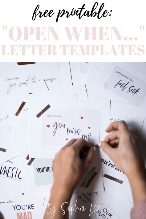 open when letters Open When Printables Free, Diy Romantic Gifts, Open When Letters For Boyfriend, Letters For Boyfriend, Letter To Best Friend, Letters Template, Christmas Letter Template, Senses Gift, Sophia Lee