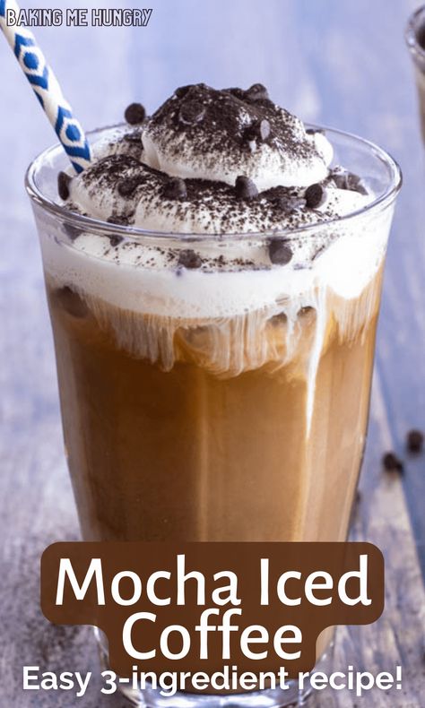 Save yourself some money and make this Mocha Iced Coffee Recipe at home! It's a fast and easy way to treat your coffee cravings with a lot of yummy sweetness, too! Mocha Iced Coffee Recipe At Home, Iced Mocha Coffee Recipe, Mocha Iced Coffee Recipe, Frother Recipes, Speciality Drinks, Iced Mocha Coffee, Mocha Iced Coffee, Homemade Smoothies Recipes, Homemade Coffee Drinks