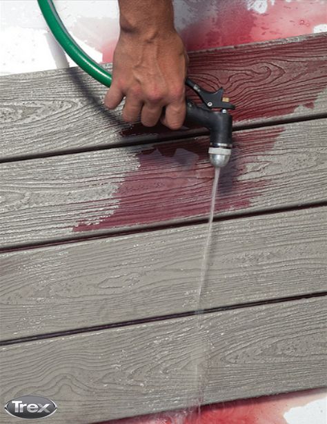 Trex decks can be cleaned simply with soap and water, which will help to ensure… Cleaning Trex Decking, Composite Decking Diy, Cleaning Composite Decking, Composite Deck Cleaner, Deck Cleaner, Deck Maintenance, Tree Deck, Deck Cleaning, Best Cleaner