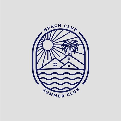 Free vector flat design beach club logo ... | Free Vector #Freepik #freevector #beach-logo #club-logo #personal-logo #logo Beach Club Logo, Poke Sushi, Sushi House, Monoline Logo, Simple Line Art, Line Art Logo, Wellness Club, Paris T Shirt, Club Logo