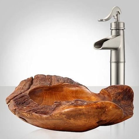 Whats do you think about this ?  #artesdepiedras #lavamanos Custom Bathtub, Carved Sink, Wood Vessel, Craftsman Bathroom, Rv Decorating, Peaks And Valleys, Garden Water Features, Small Bathroom Sinks, Wood Sink