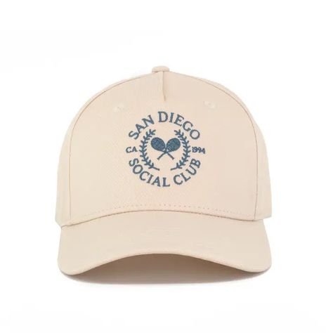 DESCRIPTION: The San Diego Social Club hat is made from high quality material with an embroidered front logo. The adjustable strap and neutral color is perfect for a year around accessory. Bachelorette Hats Trucker, Branded Merch, Bachelorette Hats, Baseball Cap For Women, Custom Embroidered Hats, Women Baseball Cap, Hat Outfits, Clothing Business, Golf Shop