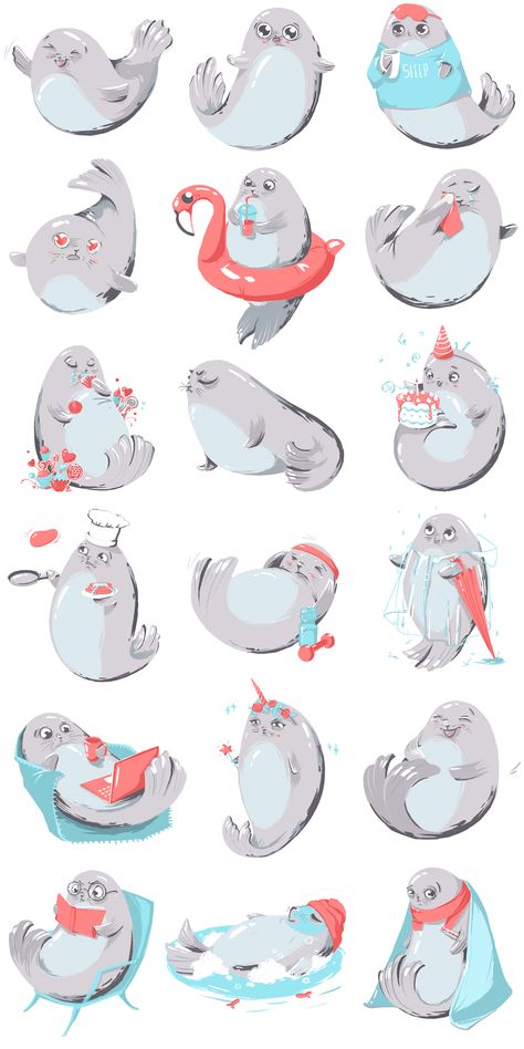 Cute Seal Drawing, Seal Drawing, Cute Seals, Seal Pup, 강아지 그림, Wacom Intuos, Illustration Painting, Animal Sketches, 귀여운 동물