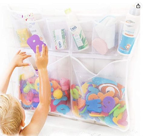 Toy Storage Furniture, Bath Toy Storage, Kids Bathroom Decor, Bath Toy Organization, Bathroom Toys, Kids Bath Toys, Big Tub, Tub Toys, Big Baths