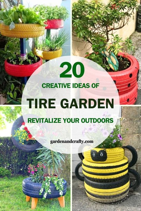 What To Do With Old Tires, Tire Garden Ideas, Recycled Tyres Garden, Recycle Tires, Recycled Tyres, Tire Ideas, Potato Planters, Painted Tires, Tire Craft