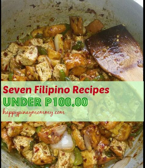 Here is a week's worth of lunch or dinner Filipino recipes under 100 pesos that could feed a family of four. Budget Dinner, Easy Filipino Recipes, Budget Dinner Recipes, Budget Meal Planning, Dinner On A Budget, Cheap Dinners, Pinoy Food, Meal Suggestions, Simple Budget