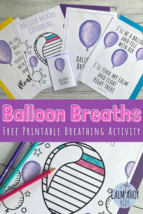 Free Printable Kit to practice deep belly breathing with kids at home or in the classroom. Breathing Activities For Kids, Affirmation Crafts For Kids, Calm Kids, Health Fair, Counseling Kids, Calming Activities, Rhymes For Kids, Math School, Breathing Exercises