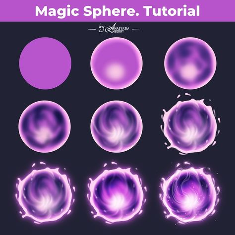 Magic Sphere. Tutorial | Patreon Digital Art Tutorial For Beginners, Vtuber Rigging, Staff Design, Magic Tutorial, Glowing Orb, Procreate Painting, Improve Drawings, Teaching Drawing, Concept Art Tutorial