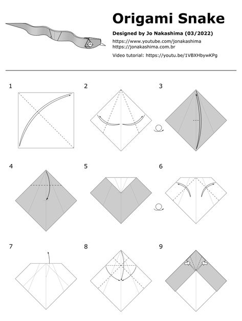 Origami Snake - Jo Nakashima Origami Snake, Simple Subject, Origami Artist, Cute Origami, Sheet Of Paper, Origami, Square, Quick Saves