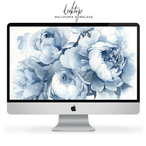 Dress Your Tech: Blue & White Floral | lark & linen Modern English Country, Kate Marker Interiors, Dress Your Tech, Linen Interior, Free Desktop Wallpaper, Watercolor Peonies, Colorful Space, Floating Flowers, Shop The Look