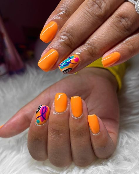 Fabulous 50s, Nail Glam, Finger Paints, Sweet Nails, Orange Nail Designs, Orange Nail, 2024 Nails, Sky Nails, Sassy Nails